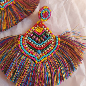 Fringe Tassel and Beads Earrings