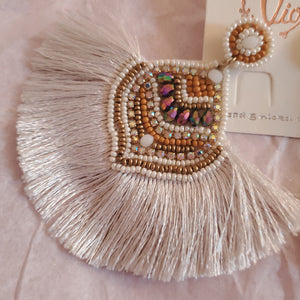 Fringe Tassel and Beads Earrings